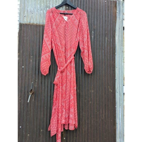 Lane Bryant Duster Size 22 Red Overpiece Kimono Boho Beach Swim Cover Up Peasant - Picture 1 of 11